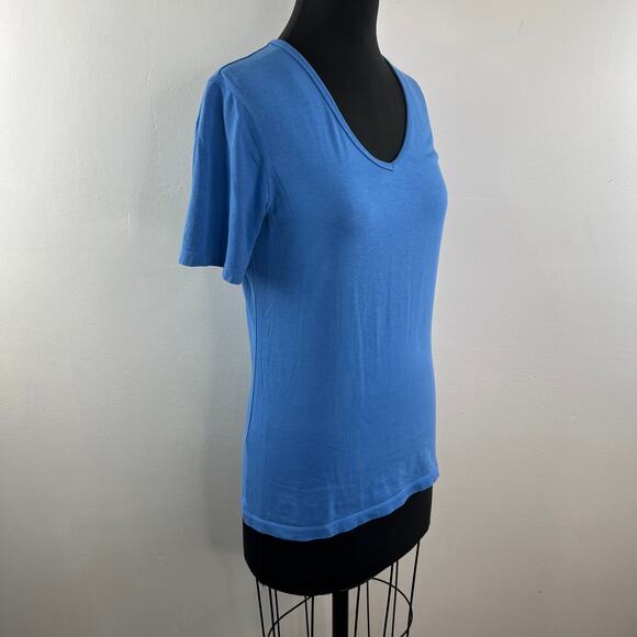 BMW Womens Blue Short Sleeve T-Shirt Cotton Blend Rounded V-Neckline Size S - Picture 5 of 10